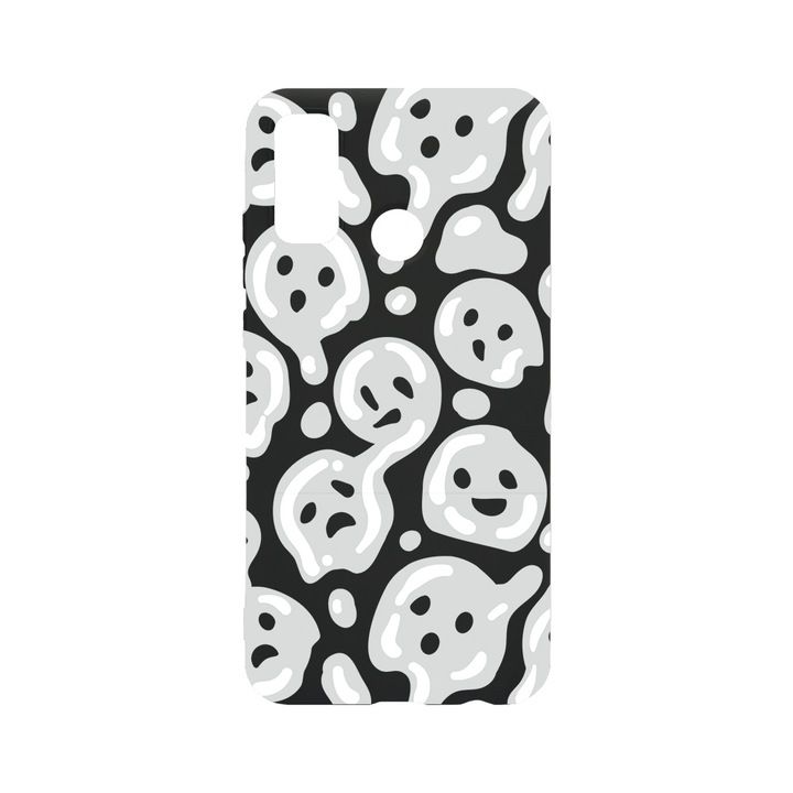 BestCase Slim Szilikon 0.8MM telefontok, Huawei P Smart (2020), Gray Acid Smiley, B 1000