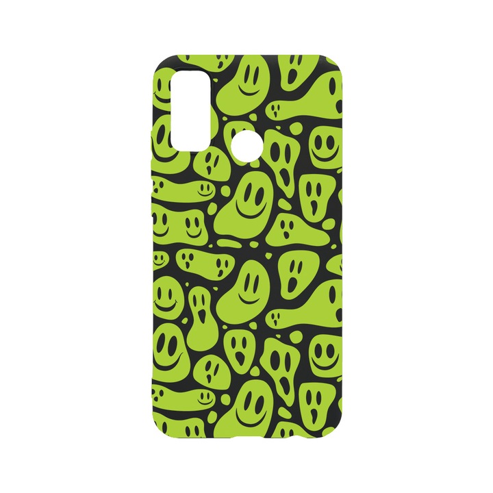BestCase Slim Szilikon 0.8MM telefontok, Huawei P Smart (2020), Green Acid Smiley, B 1051