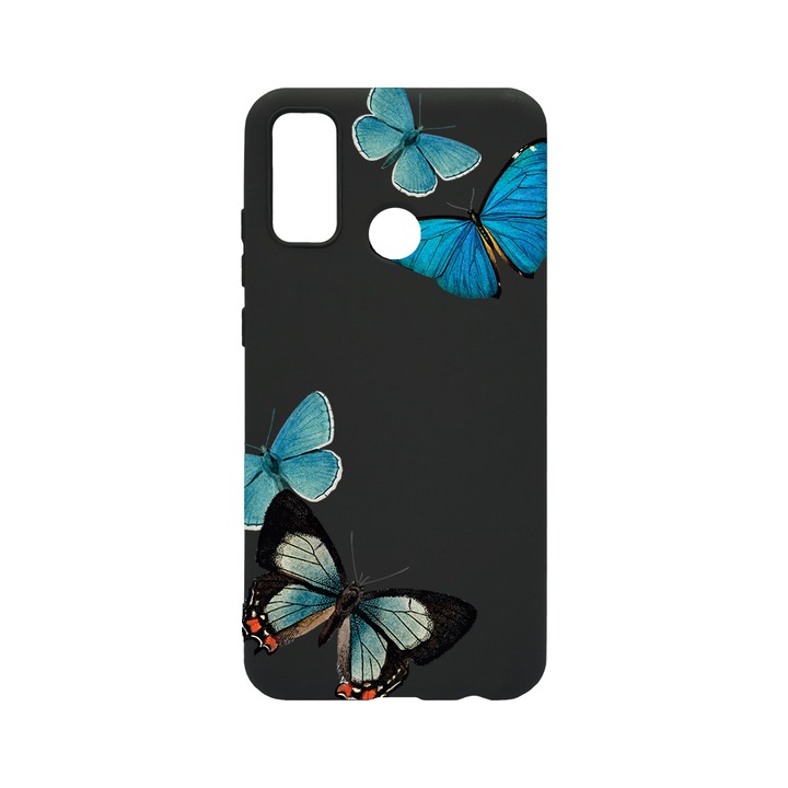 BestCase Slim Szilikon 0.8MM telefontok, Huawei P Smart (2020), Beautiful Blue Butterflies, B 991
