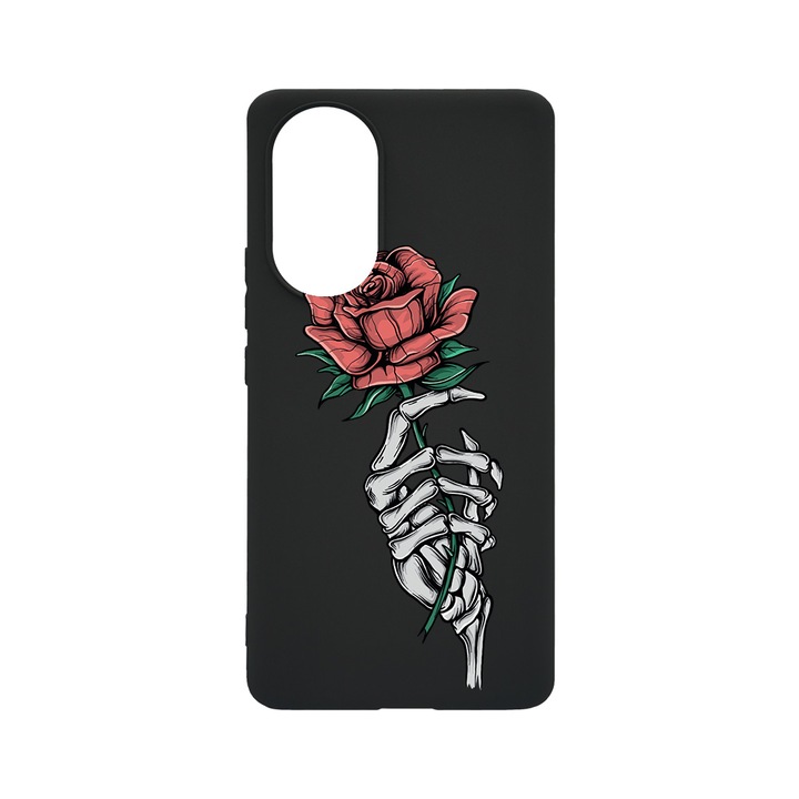 BestCase Slim Szilikon 0.8MM telefontok, Honor 50, Rose In Skeleton Hand, B 1023