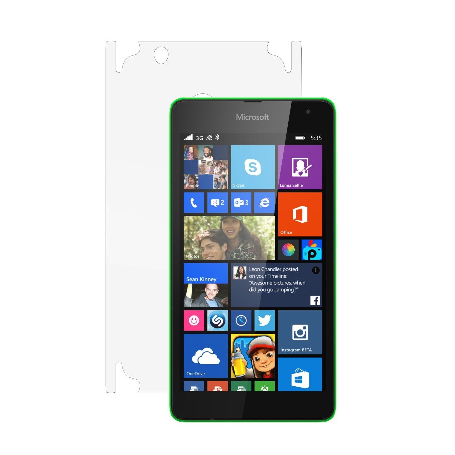 Folie Protectie Invisible Skinz Ultra-Clear HD, Husa Transparenta de tip Skin Adeziv pentru Carcasa si Laterale, dedicata Microsoft Lumia 535