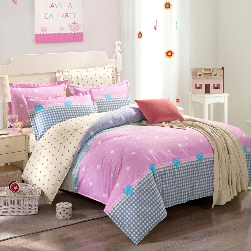 Lenjerie pat dubla, 4 piese, 100% Bumbac Ranforce, Cearsaf pilota 180 x 220, 2023176, Design Love House