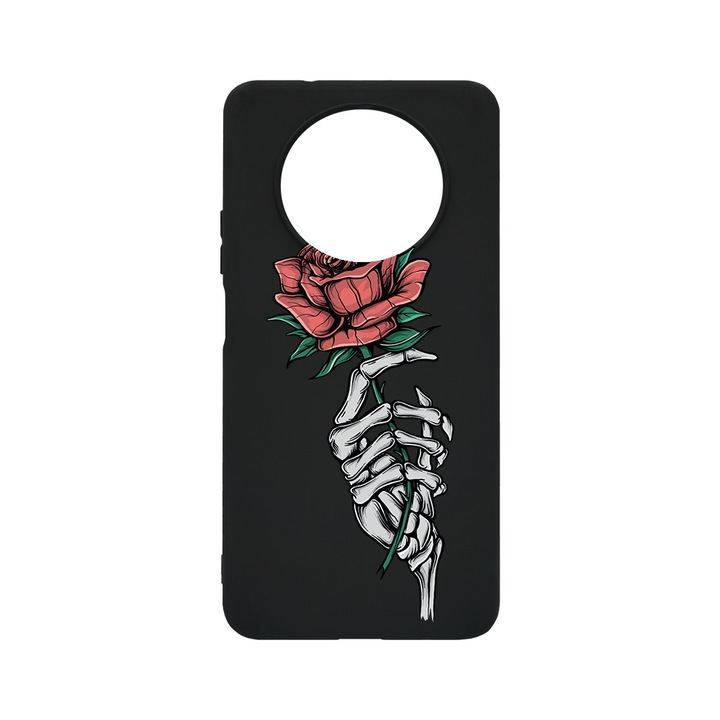 BestCase Slim Szilikon 0.8MM telefontok, Huawei Nova Y90, Rose In Skeleton Hand, B 1023