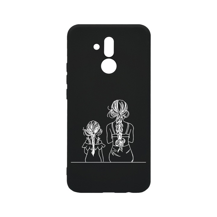 Силиконов калъф BestCase за Huawei Mate 20 Lite, Mom And Daughter, 0.8MM Slim, Black Silicon Series, B 1048