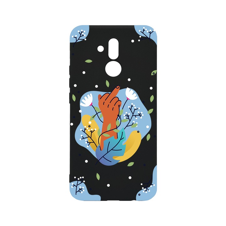 BestCase, силиконов калъф, съвместим с Huawei Mate 20 Lite, цветя FCK, износоустойчивост, B 1020