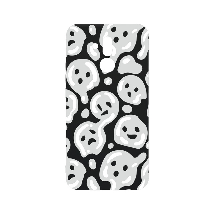 Силиконов калъф BestCase за Huawei Mate 20 Lite, Gray Acid Smiley, 0.8MM Slim, Black Silicon Series, B 1000