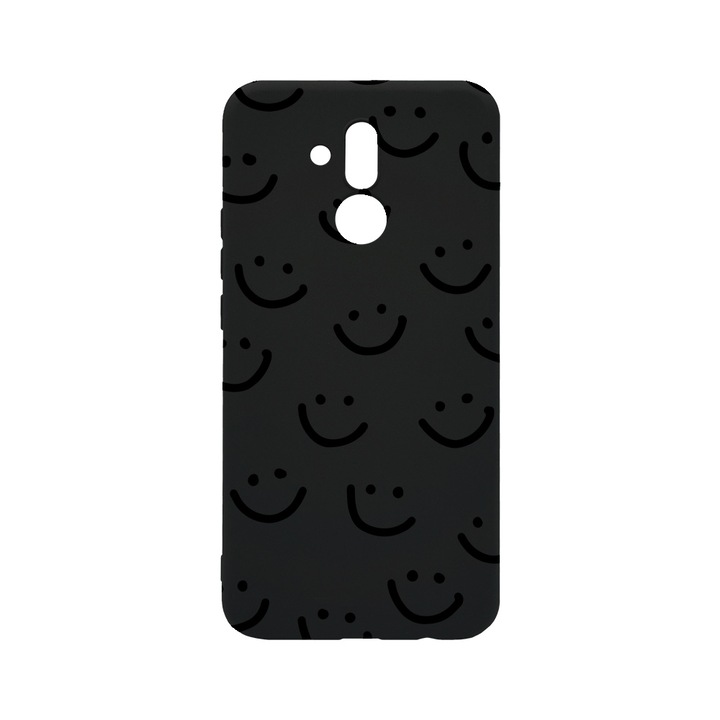 Силиконов калъф BestCase за Huawei Mate 20 Lite, Smiley, 0.8MM Slim, Black Silicon Series, B 1056