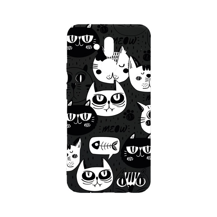 Силиконов калъф BestCase за Huawei Mate 20 Lite, Cool Cats, 0.8MM Slim, Black Silicon Series, B 1029