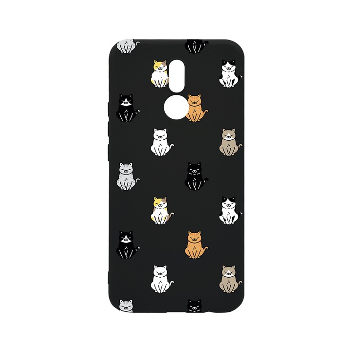 Силиконов калъф BestCase за Huawei Mate 20 Lite, Cat Pattern, 0.8MM Slim, Black Silicon Series, B 1027