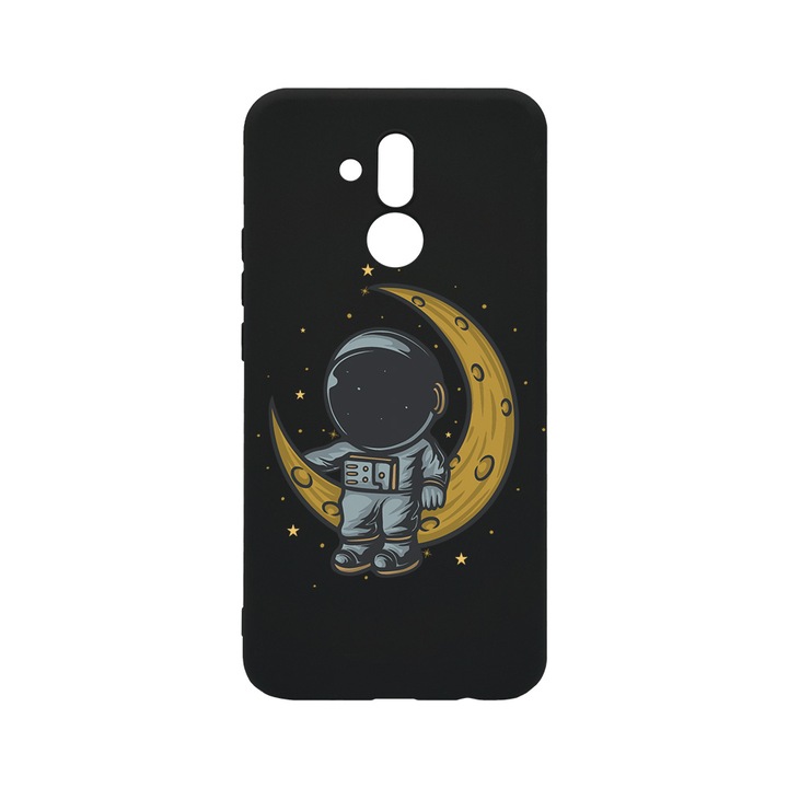 Силиконов калъф BestCase за Huawei Mate 20 Lite, Astronaut on Moon, 0.8MM Slim, Black Silicon Series, B 997