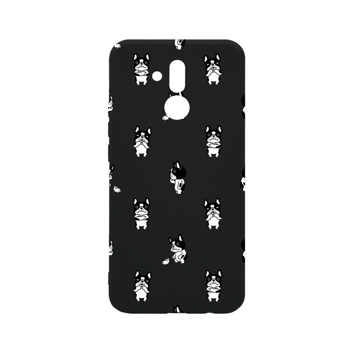 Силиконов калъф BestCase за Huawei Mate 20 Lite, Bulldog Pattern, 0.8MM Slim, Black Silicon Series, B 1043