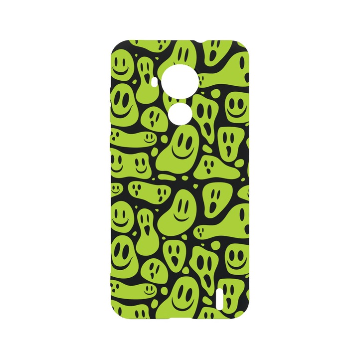 BestCase Slim Szilikon 0.8MM telefontok, Nokia C30, Green Acid Smiley, B 1051