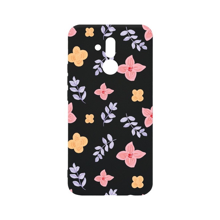 Силиконов калъф BestCase за Huawei Mate 20 Lite, Flower Pattern, 0.8MM Slim, Black Silicon Series, B 978