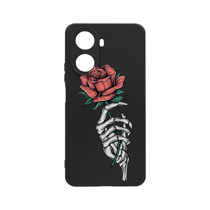 BestCase Slim Szilikon 0.8MM telefontok, Huawei Nova 10 SE, Rose In Skeleton Hand, c-B 1023