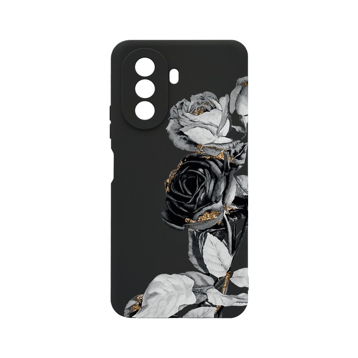 BestCase Slim Szilikon 0.8MM telefontok, Huawei Nova Y70, Black Rose, c-B 990