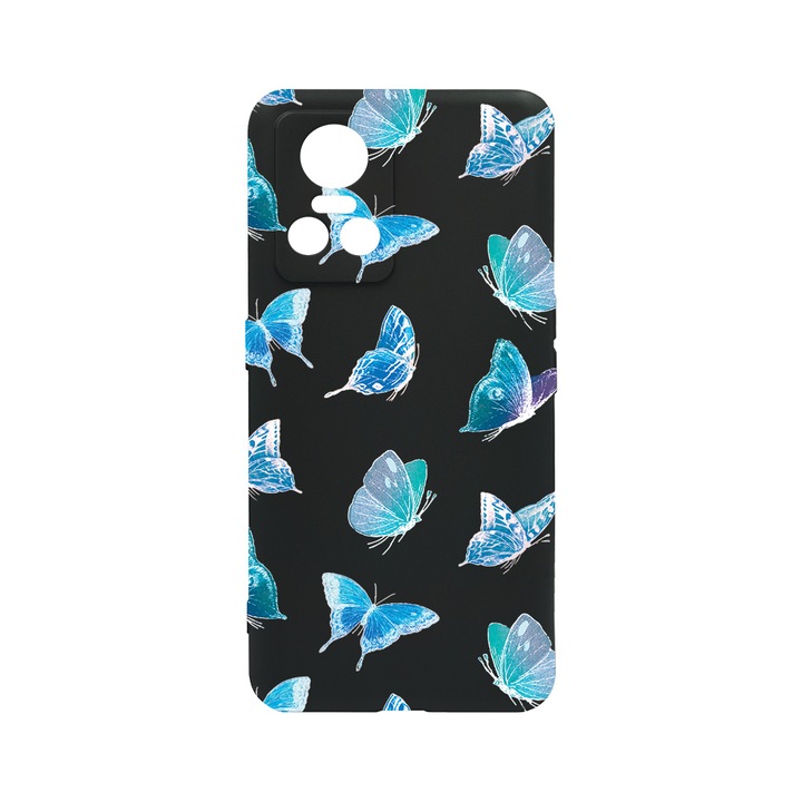 BestCase® SLIM szilikon 0,8 mm-es tok, kompatibilis a Realme GT Neo 3-mal, pillangóminta, kopásállóság, kameravédelem, cB 1012