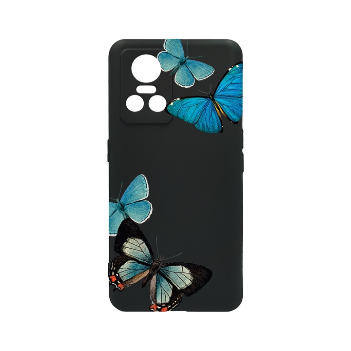 BestCase Slim Szilikon 0.8MM telefontok, Realme GT Neo 3, Beautiful Blue Butterflies, c-B 991