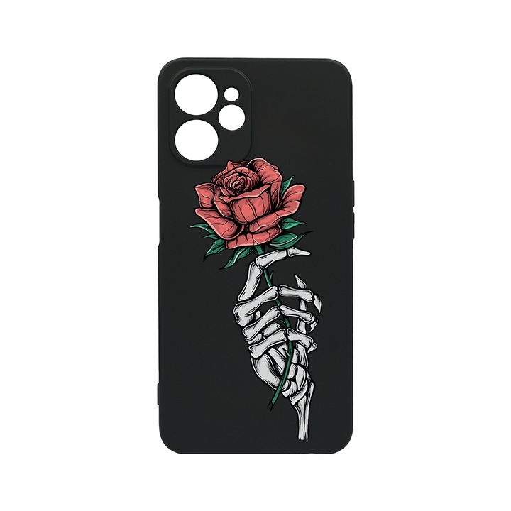 BestCase Slim Szilikon 0.8MM telefontok, Realme 9i 5G, Rose In Skeleton Hand, c-B 1023