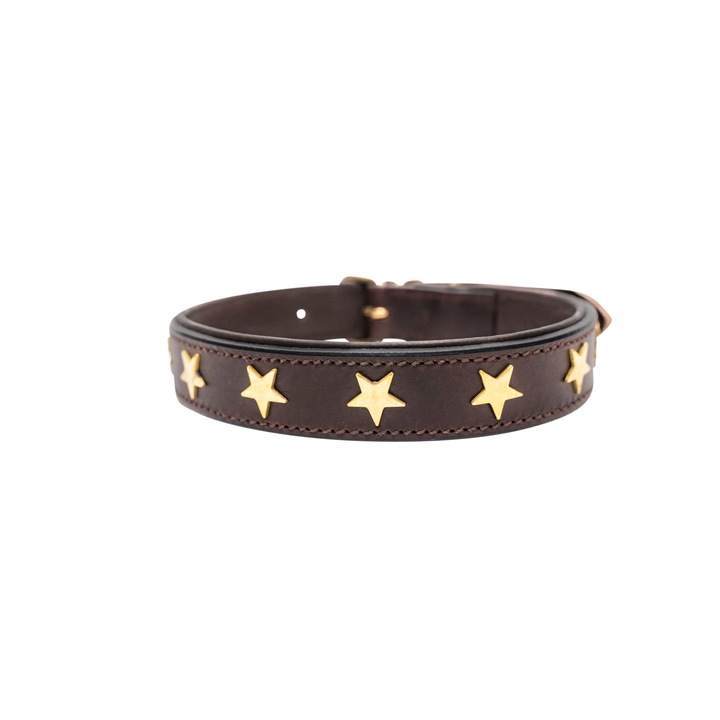 Let's Glow kutyanyakörv, barna dupla természetes bőr fém céltáblákkal, 50 cm, Hunter termékcsalád