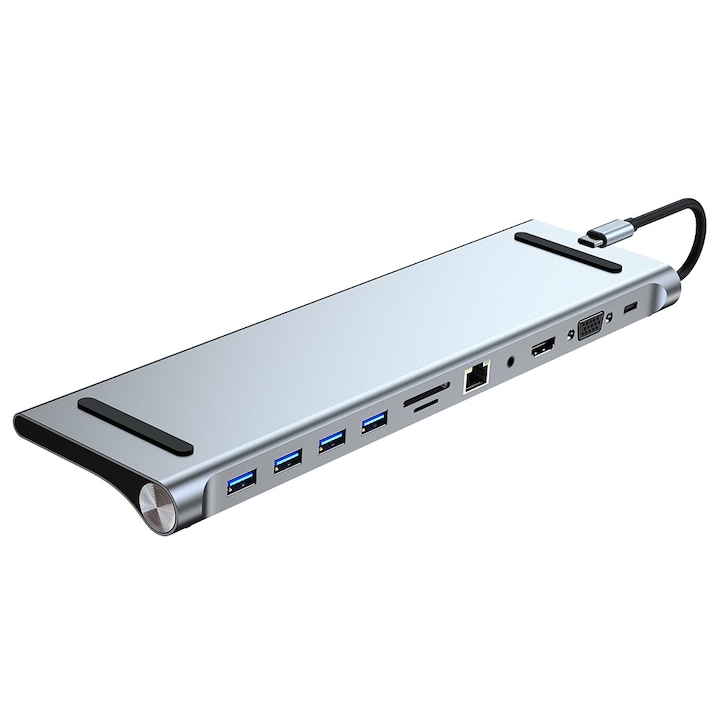 HuUSB C 11 in1, 4K HDMI-compatible RJ45 SD/TF VGA PD, USB-C Docking Station Hub USB 3.0 Multi-port Adapter For MacBook
