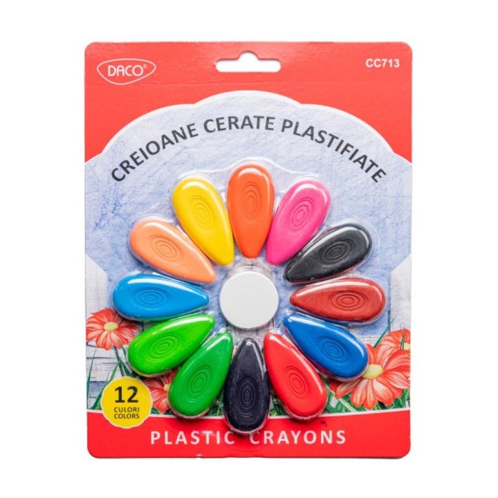 Creioane Colorate Plastifiate Daco, 12 Buc/Set