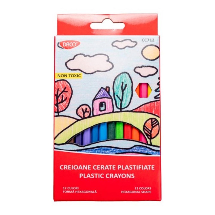 Ламинирани цветни моливи с острилка Daco, размер 11,5 см, 12 бр./компл.