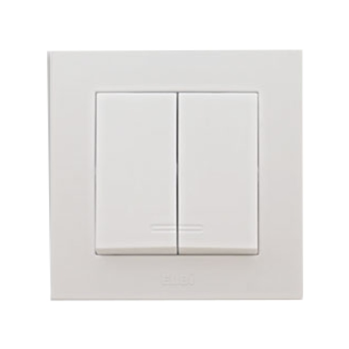 Intrerupator Dublu Iluminabil Elbi Neo ST Alb