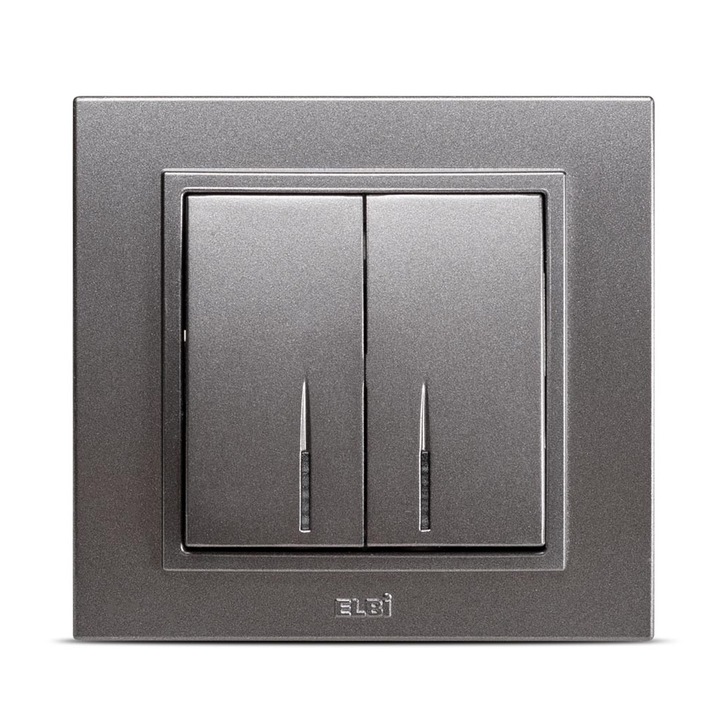 Intrerupator Dublu Iluminat Elbi Zena ST Gri Inchis