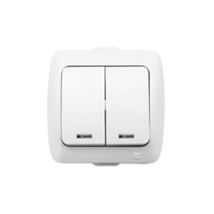 Intrerupator Dublu Iluminat Aplicat Elbi Alsu PT Alb