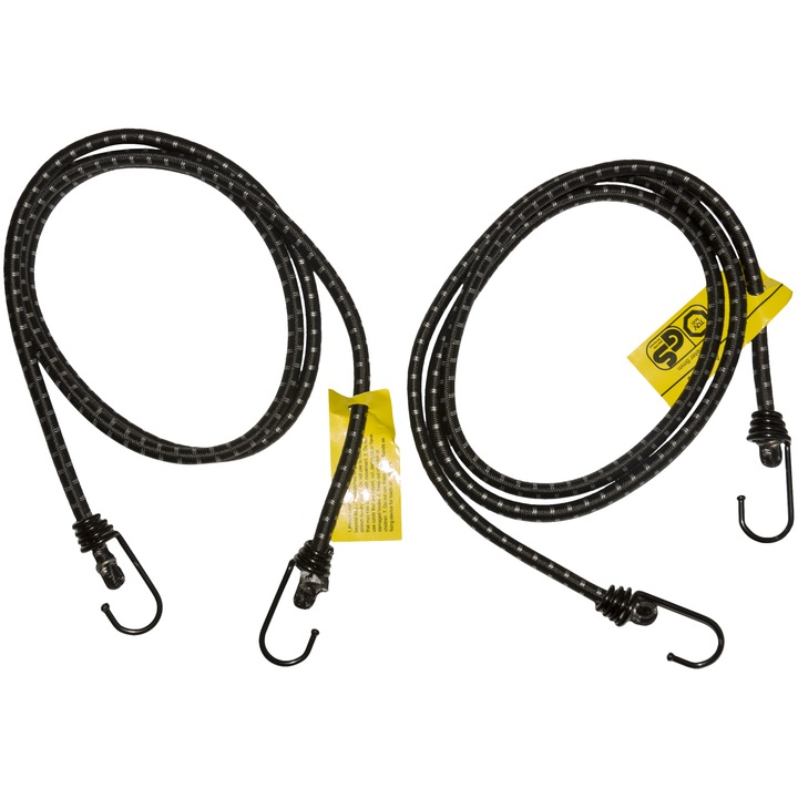 Комплект от 2 универсални еластични шнура за бънджи, EPM, гума, 8mmx150cm, черни