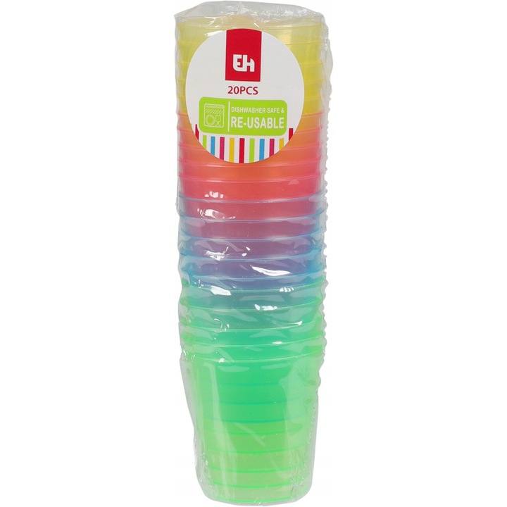 Комплект 20 чаши за шотове, Koopman, пластмаса, 30 ml, многоцветни