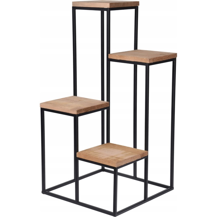 Suport pentru plante, Koopman, Metal, 68 cm, Negru/Maro