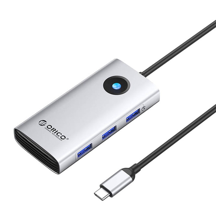 HUB 6 в 1 Orico USB-C, HDMI, 3xUSB докинг станция (сребрист)