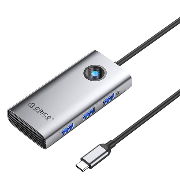Докинг станция Orico, USB-C, HDMI, 3xUSB (сив), 6 в 1