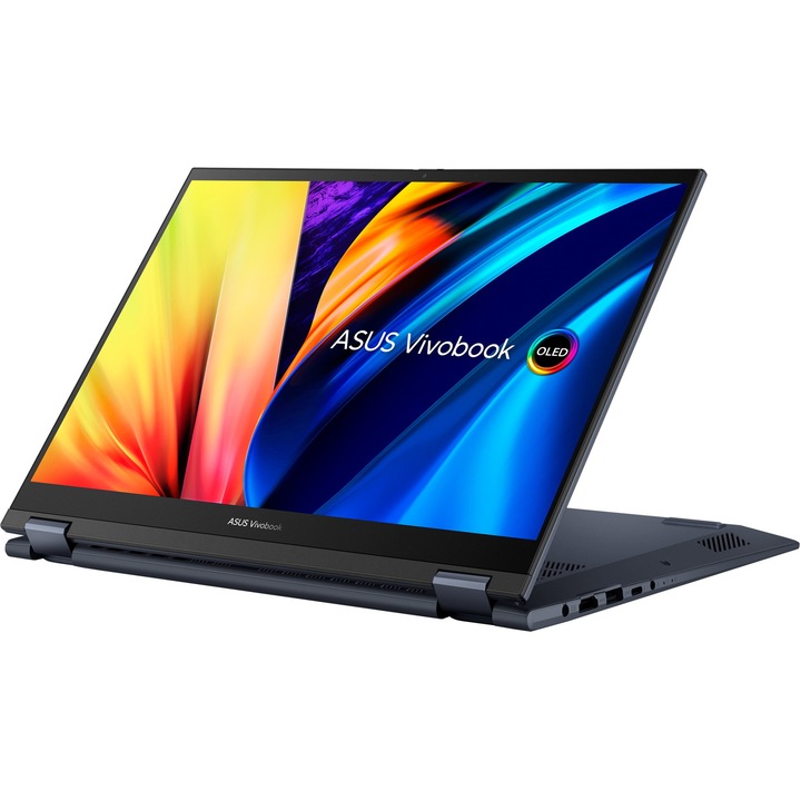 Лаптоп ASUS Vivobook S 14 Flip TP3402ZA-OLED-KN731X с Intel Core i7-12700H (1.7/4.7GHz, 24M), 16 GB, 1TB M.2 NVMe SSD, Intel Iris Xe Graphics, Windows 11 Pro, Тъмносин