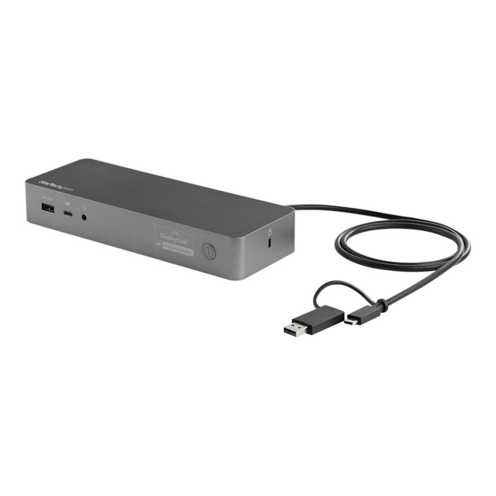 USB 3.2 докинг станция и порт репликатор, Startech, Gen 1 (3.1 Gen 1), тип C, DK30C2DPEPUE, черен/сив