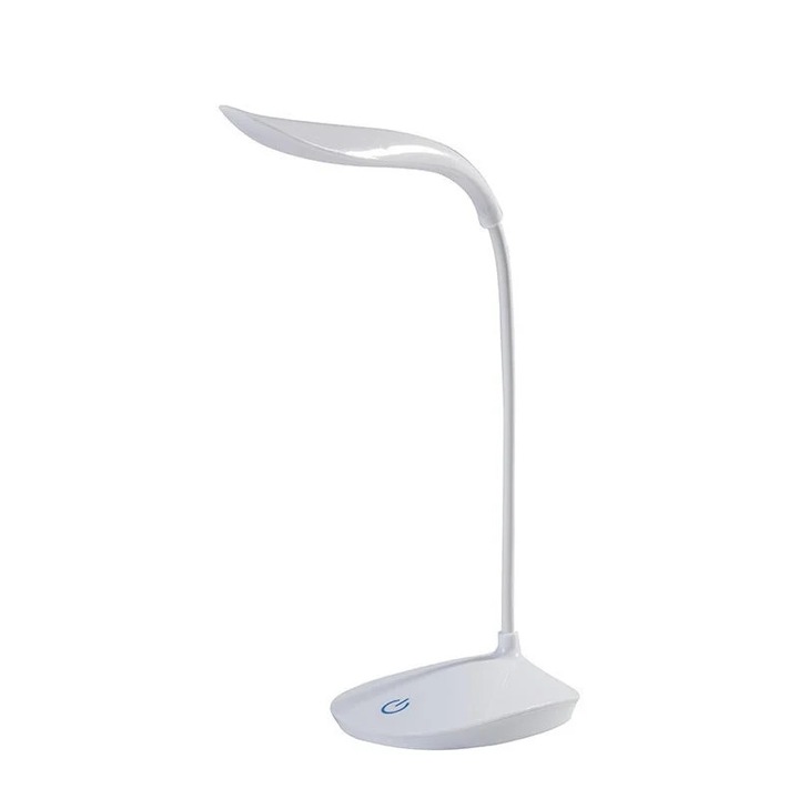 LED asztali lámpa érintésérzékelővel, Welora®, 3 W teljesítmény, USB táp, rugalmas kar, 3 fényszint, prémium minőség, fehér