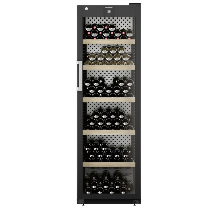 Витрина за вина Liebherr WPbli 5231 GrandCru Selection 229 бутилки, Клас F, Дървени рафтове, Електронен контрол, Дисплей, H 188.4 cm, 443 l, Черен