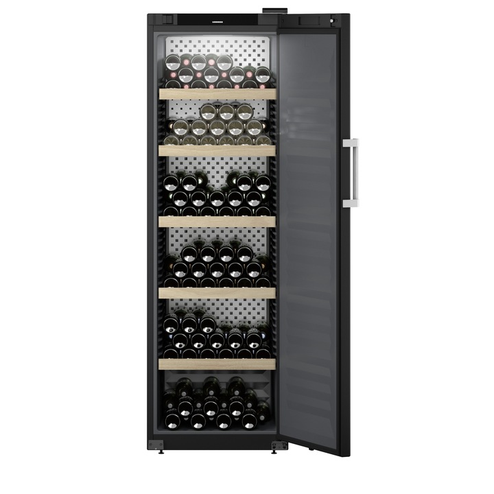 Vitrina pentru vinuri Liebherr WSbli 5231 GrandCru Selection 229 sticle, Clasa E, Rafturi lemn, Control electronic Display, H 188.4 cm, 434 l, Negru