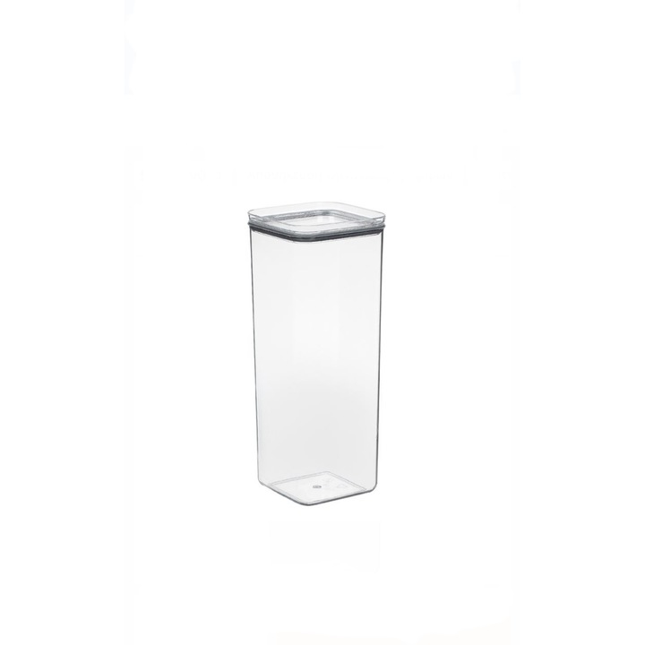 Set 6 recipiente cu capac pentru depozitarea alimentelor, stivuibile, 2 litri, transparent, 10,5x10,5x19 cm