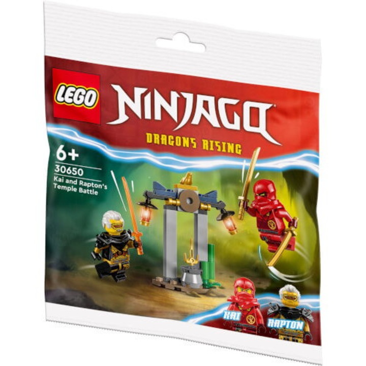 Set constructie Lego Ninjago - Batalia templului, Kai si Rapton, 47 piese