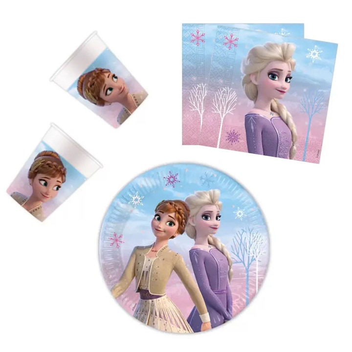 Парти комплект Disney Frozen с чиния вятър 23см, 36 бр