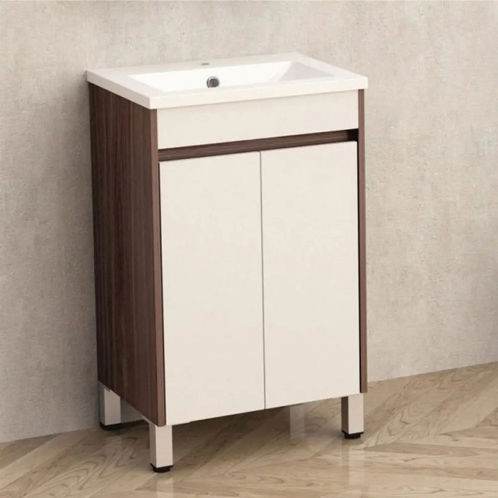 Долен шкаф за баня, Интер Керамик, ICP 5038, PVC, бял, с умивалник, 50x39x81см