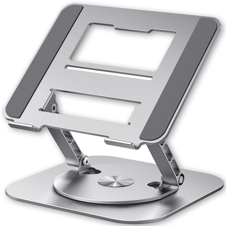 Стойка за лаптоп PadForce® 9-17 инча, 360° въртене, регулируема, преносима против приплъзване, съвместима с MacBook, iPad таблет - сребро