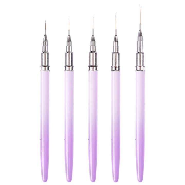 5 db QttvbTna köröm ecset készlet, fém nyelű, hordozható, sokszínű