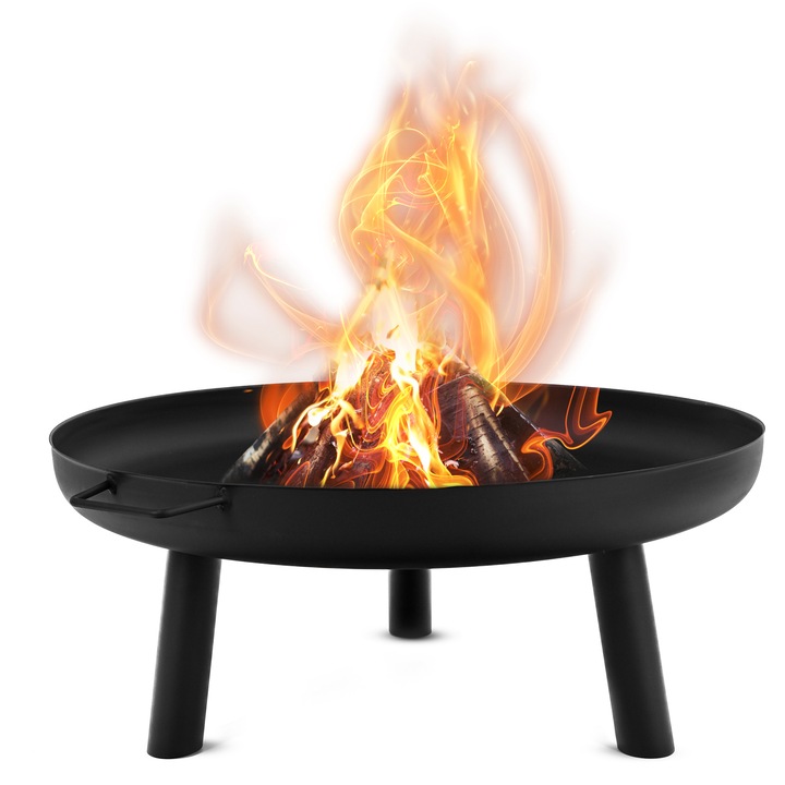 Vatra de foc Lehmann Wisconsin, rezistenta 500-600°C, otel acoperit cu pulbere, diametru 80 cm, 8,8 kg, negru