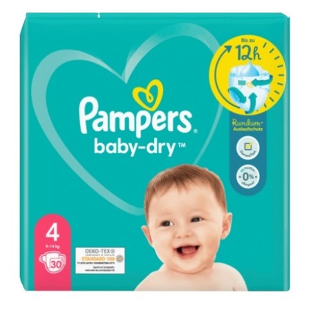 Памперси, Pampers, Baby Dry Maxi, 4, 9-14 кг, 30 бр. - eMAG.bg