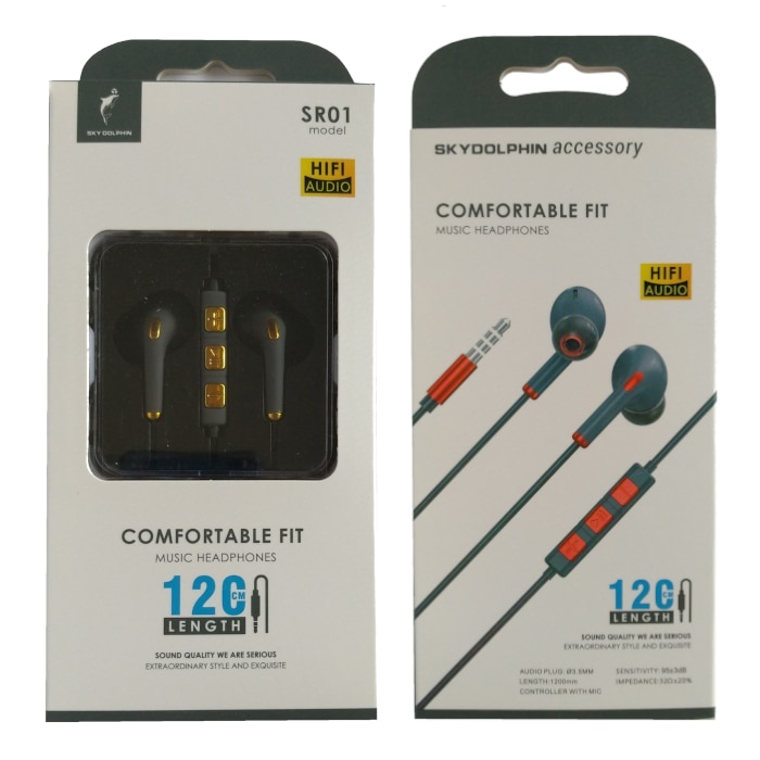 Casti cu microfon, SkyDolphin, SR01, Gri