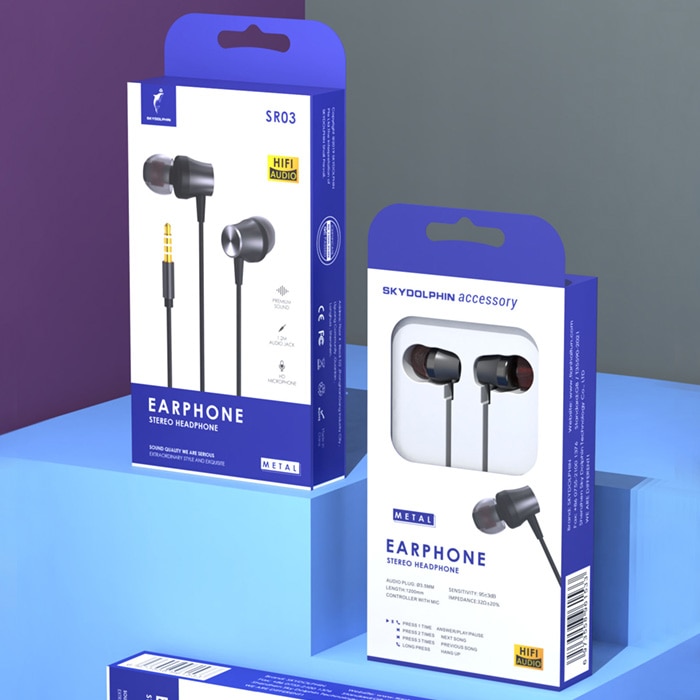 Casti cu microfon, SkyDolphin, SR03, Gri