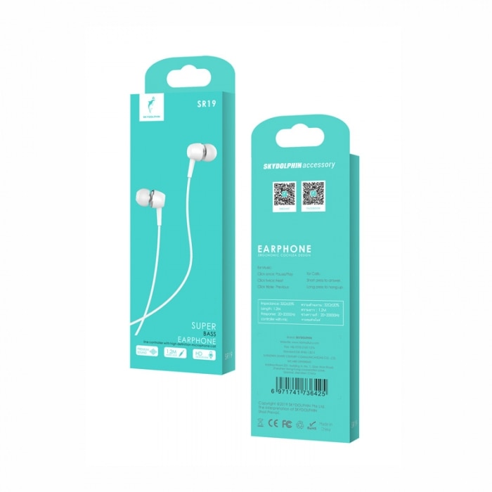 Casti cu microfon, SkyDolphin, SR19, Alb
